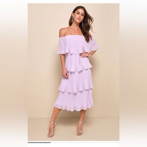 Lulu's Lavender Ruffled Midi Dress